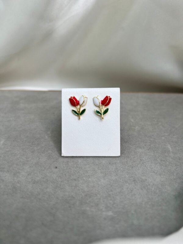 Aretes - Tulipán Rojo con Blanco