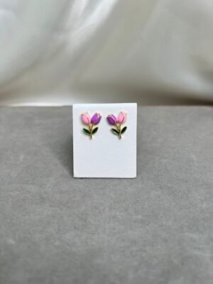 areteRosaLila Aretes - Tulipán Lila con Rosa